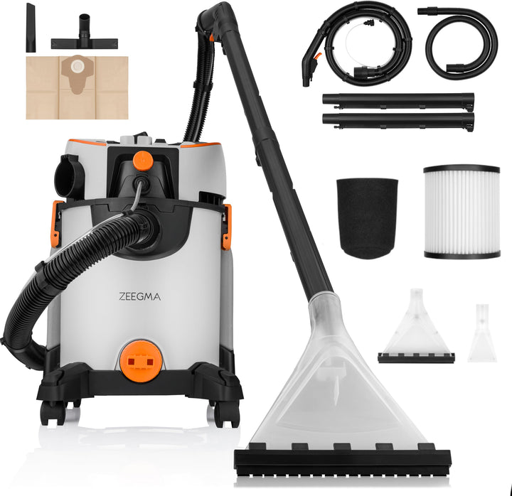 Zeegma ZONDER WASH – 1400W Nass- und Trockensauger mit 4L Wassertank, HEPA-Filter, 13m Aktionsradius