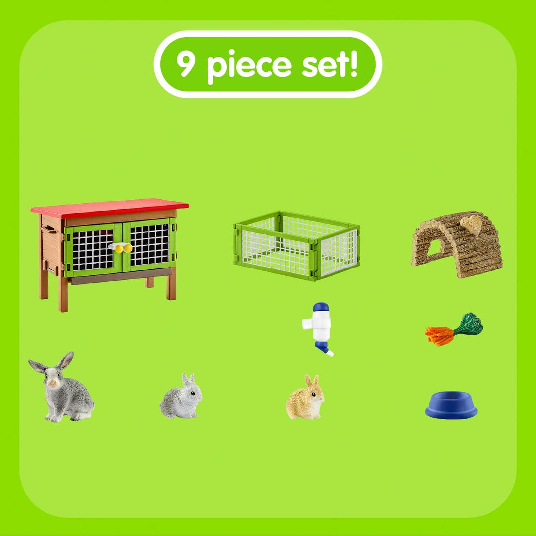 schleich 42420 Kaninchenstall, für Kinder ab 3+ Jahren, FARM WORLD - Spielset Single Standardverpack
