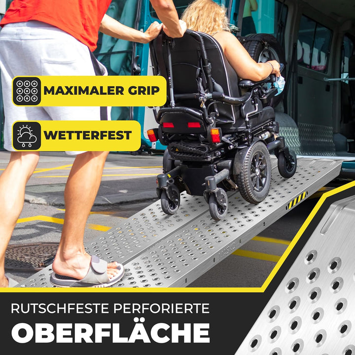 MASKO® 2X Auffahrrampe | Verladerampe | Verladeschiene | verzinkter Stahl | Antirutsch | 200kg* Pro