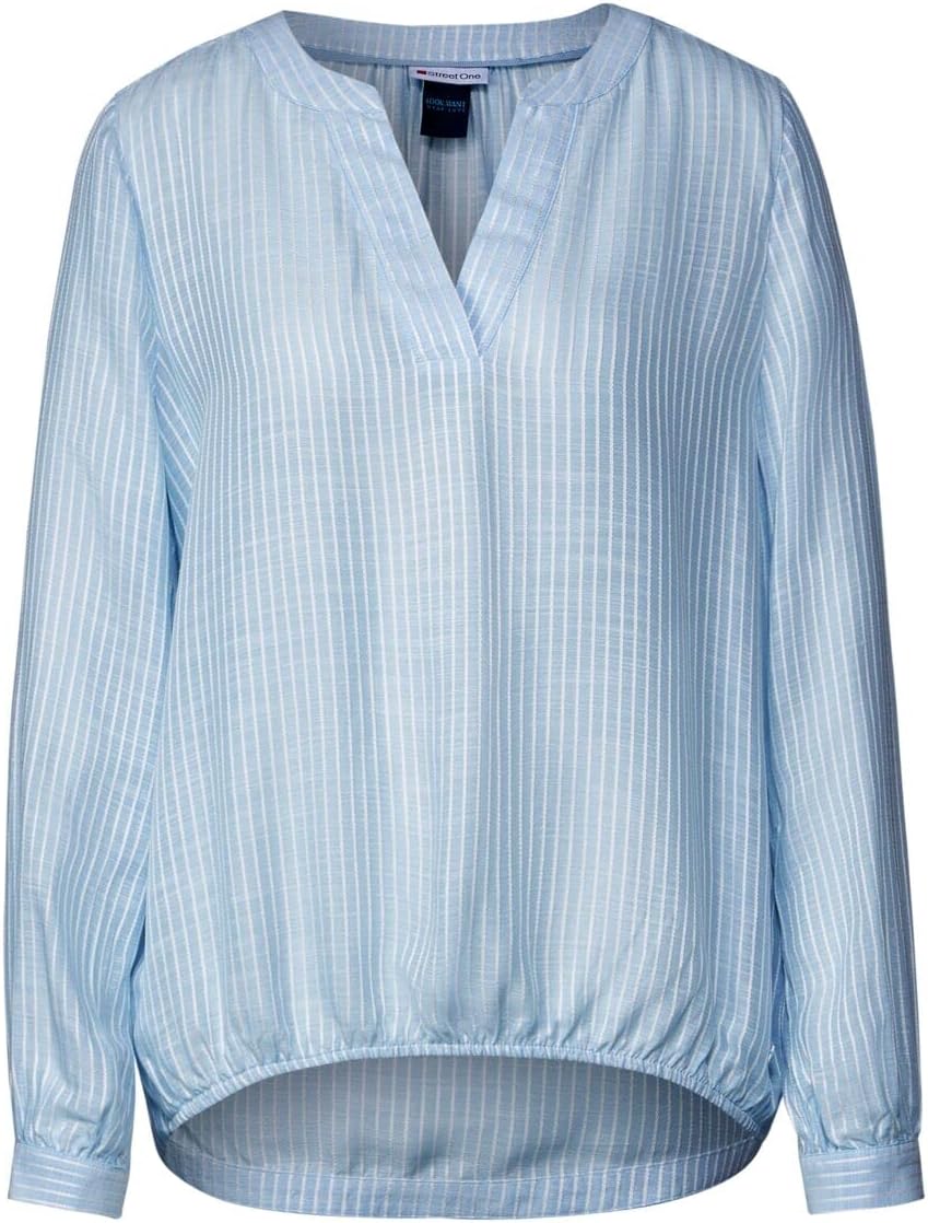 Street One Damen Langarmbluse Gestreift 34 Light Splash Blue, 34 Light Splash Blue