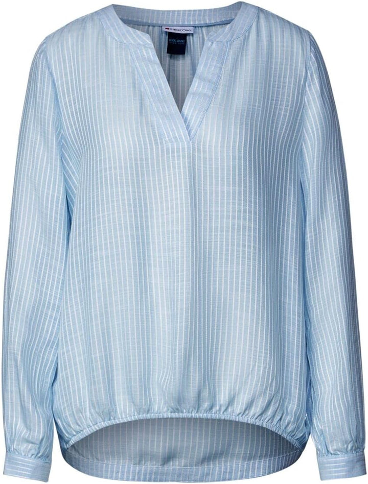 Street One Damen Langarmbluse Gestreift 34 Light Splash Blue, 34 Light Splash Blue