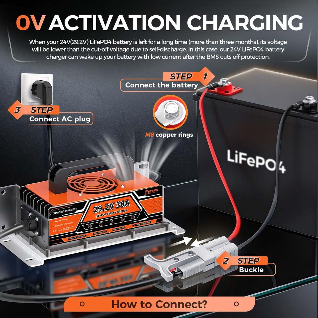 30A 24V Lithium Batterie ladegerät, 29,2V Schneller LiFePO4 Batterie ladegerät mit Anderson Stecker,
