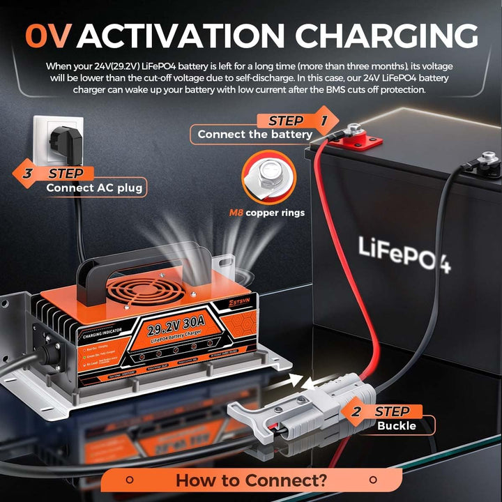 30A 24V Lithium Batterie ladegerät, 29,2V Schneller LiFePO4 Batterie ladegerät mit Anderson Stecker,
