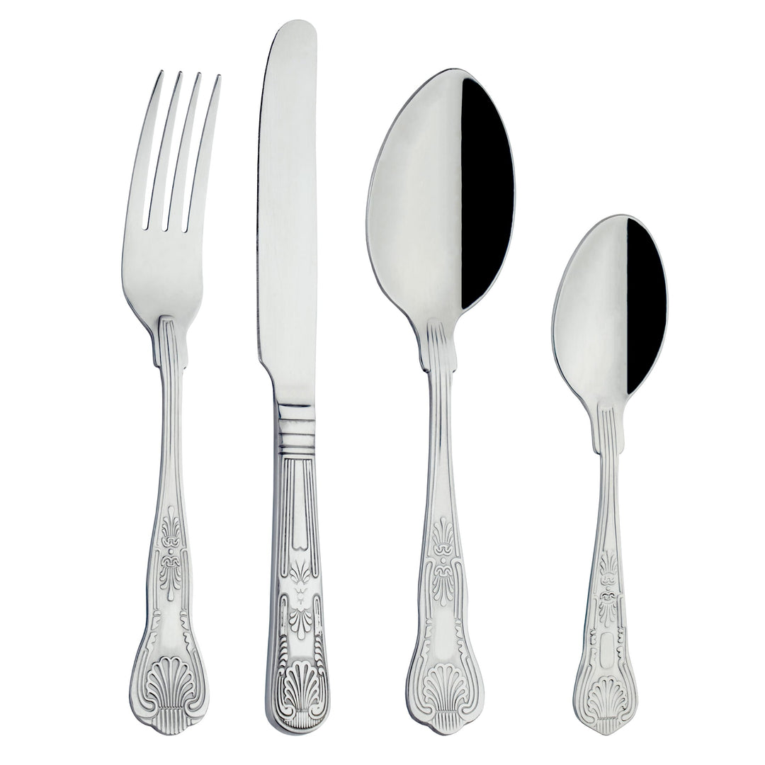 Grunwerg 24 teilig Besteck Set in einer Geschenkbox – KINGS STIL, 18/0 Edelstahl, gemischte Bestecks