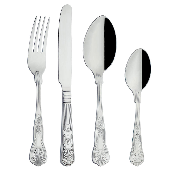 Grunwerg 24 teilig Besteck Set in einer Geschenkbox – KINGS STIL, 18/0 Edelstahl, gemischte Bestecks