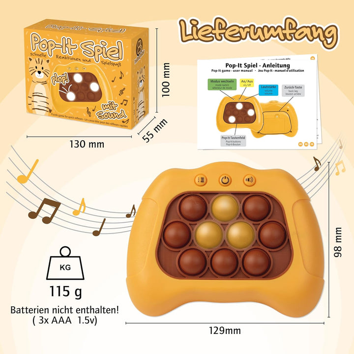 Lutz Mauder Pop up Pop it Fidget Spielzeug für Mädchen und Jungen, Puzzle Spiel mit Sound und Licht,