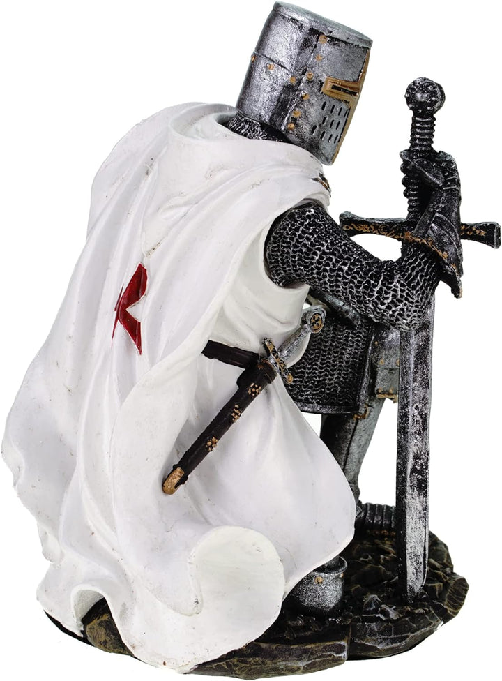 Tempelritter knieend 17 cm Figur Templer Ritter Templerkreuz Deko Skulptur