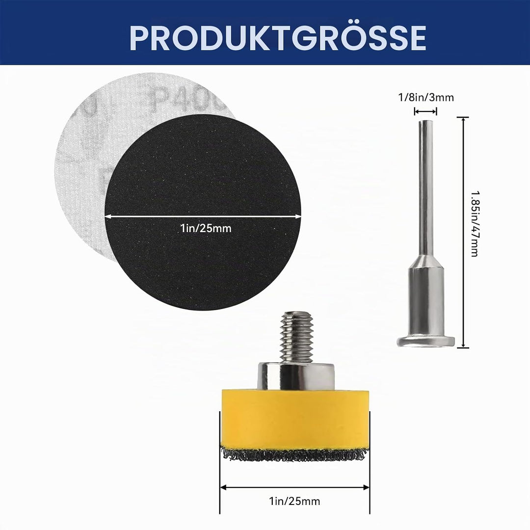 Senmai Tools 25mm Schleifpapier Klett Nasse Trockene 1 Zoll Schleifpads Körnung 80-3000/5000/10000,