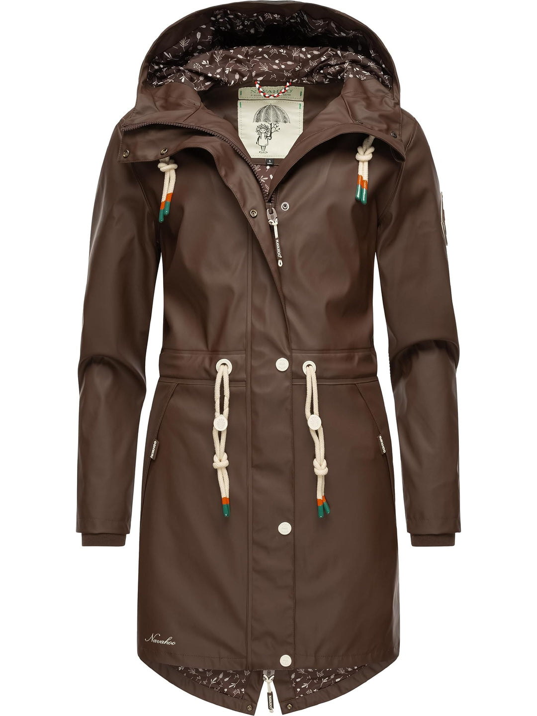 Navahoo Damen Übergangsjacke Regenmantel wasserdicht lang mit Kapuze Tropical Stormoo XS-3XL XS Dark