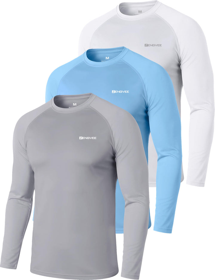 ZENGVEE 3er Pack Rashguard Herren, UPF 50+ UV Schutz Shirt Herren Schnelltrocknend Leicht Atmungsakt