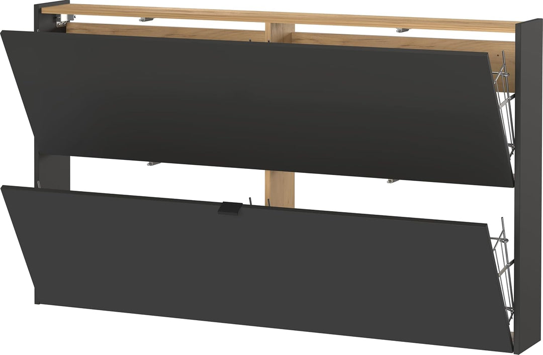 Germania Schuhschrank 1392-549 GW-Ameca, in Graphit/Navarra-Eiche-Nb., mit geringer Tiefe, 140 x 83