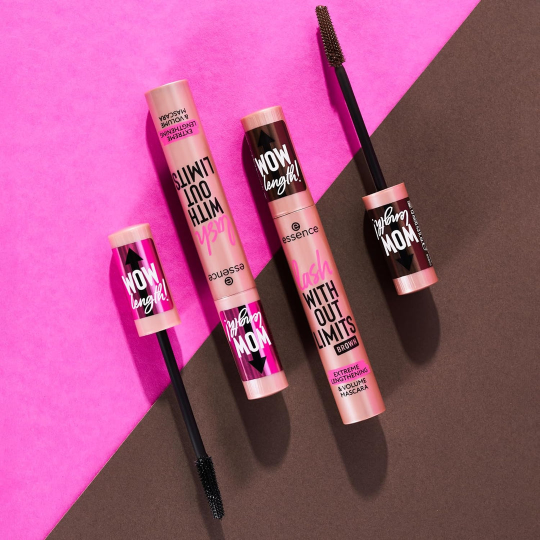 essence lash WITHOUT LIMITS BROWN EXTREME LENGTHENING & VOLUME MASCARA, Nr. 02, Braun, langanhaltend