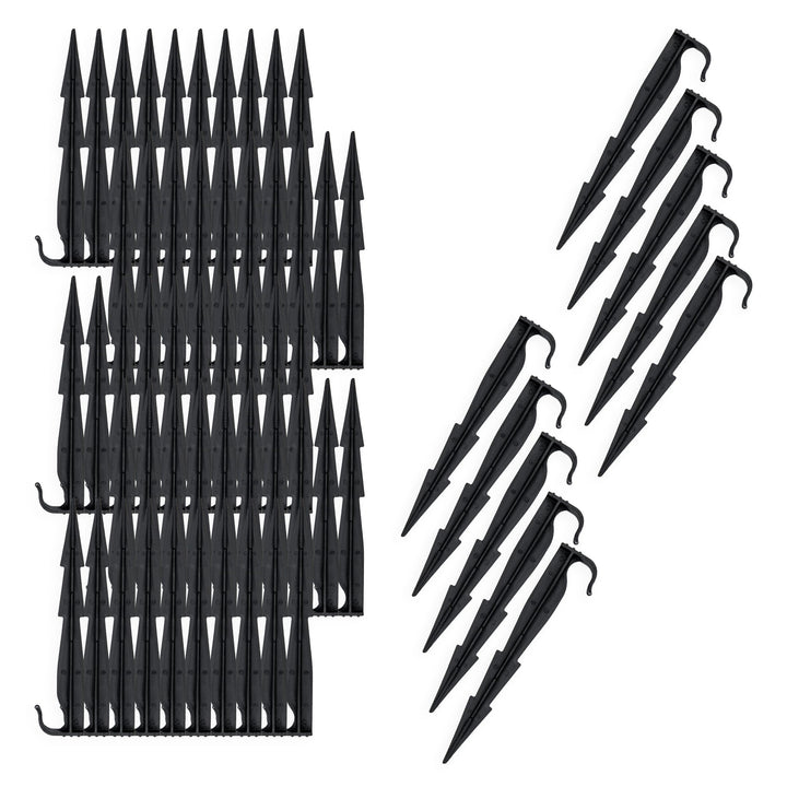 Gartenschlauch Bodenanker schwarz 16 cm - 100er Pack - Erdspiess für Sprinkler und Bewässerungsschlä