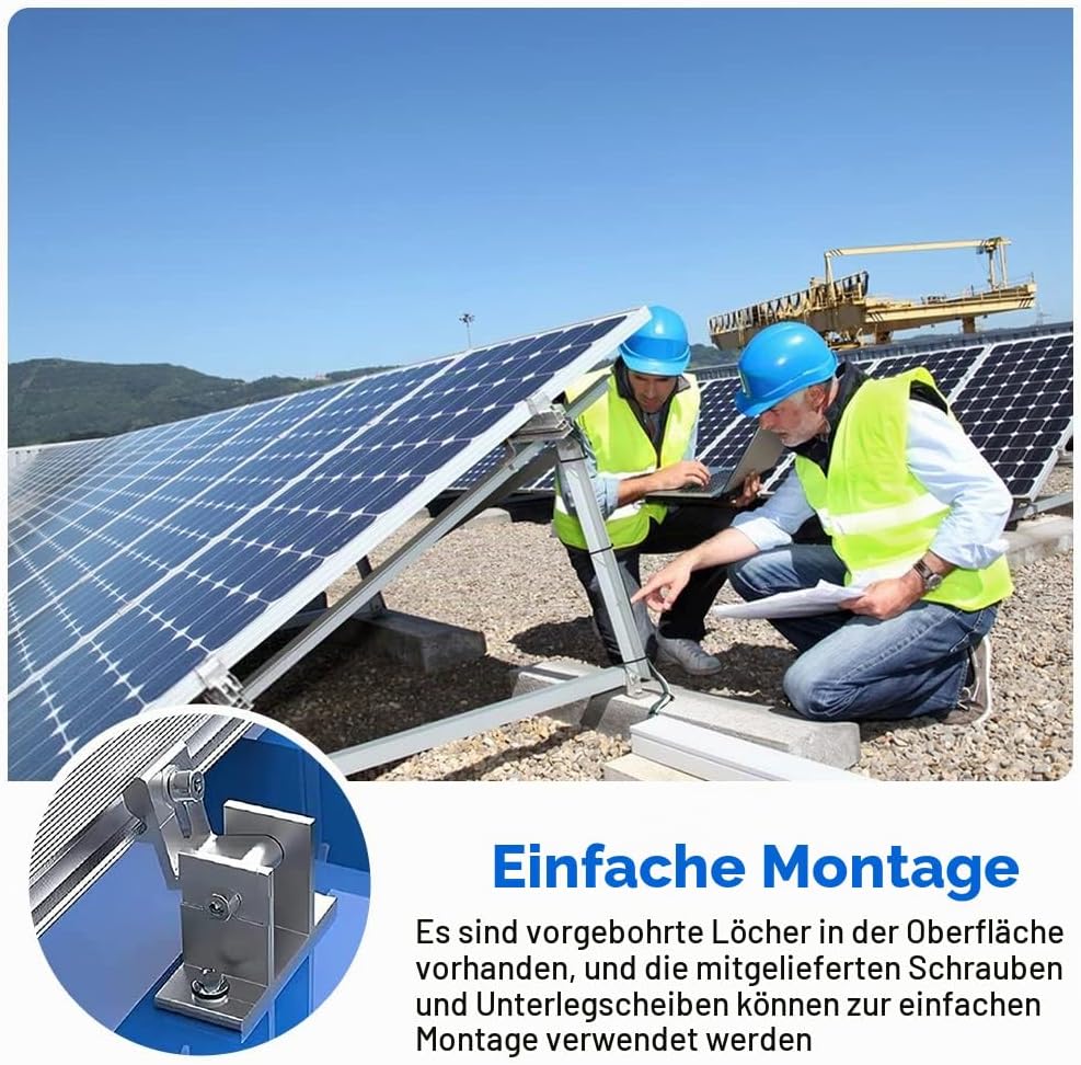 mizikuu Solarpanel Halterung Dachhaken, 4 Stück Befestigung Solarmodul Z- Halterung Montage Solarpan