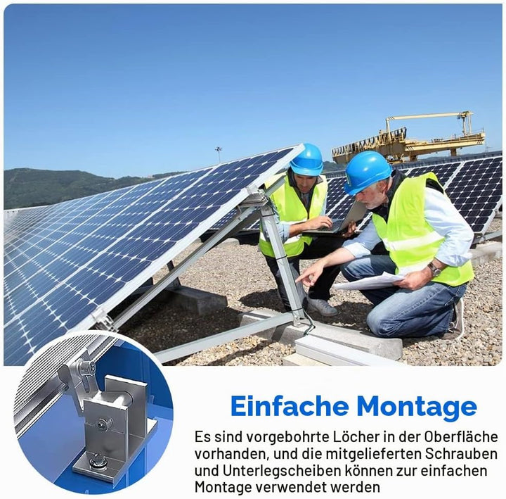 mizikuu Solarpanel Halterung Dachhaken, 4 Stück Befestigung Solarmodul Z- Halterung Montage Solarpan