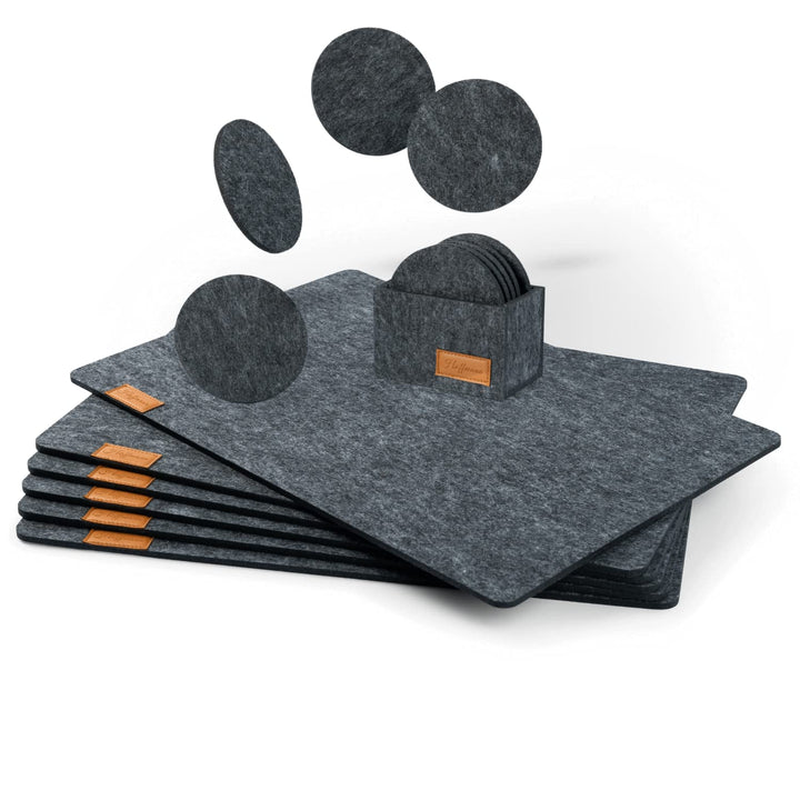 Hoffmann 6er Tischset aus Filz mit Platzsets und Untersetzern I Filzuntersetzer, Platzdeckchen für T
