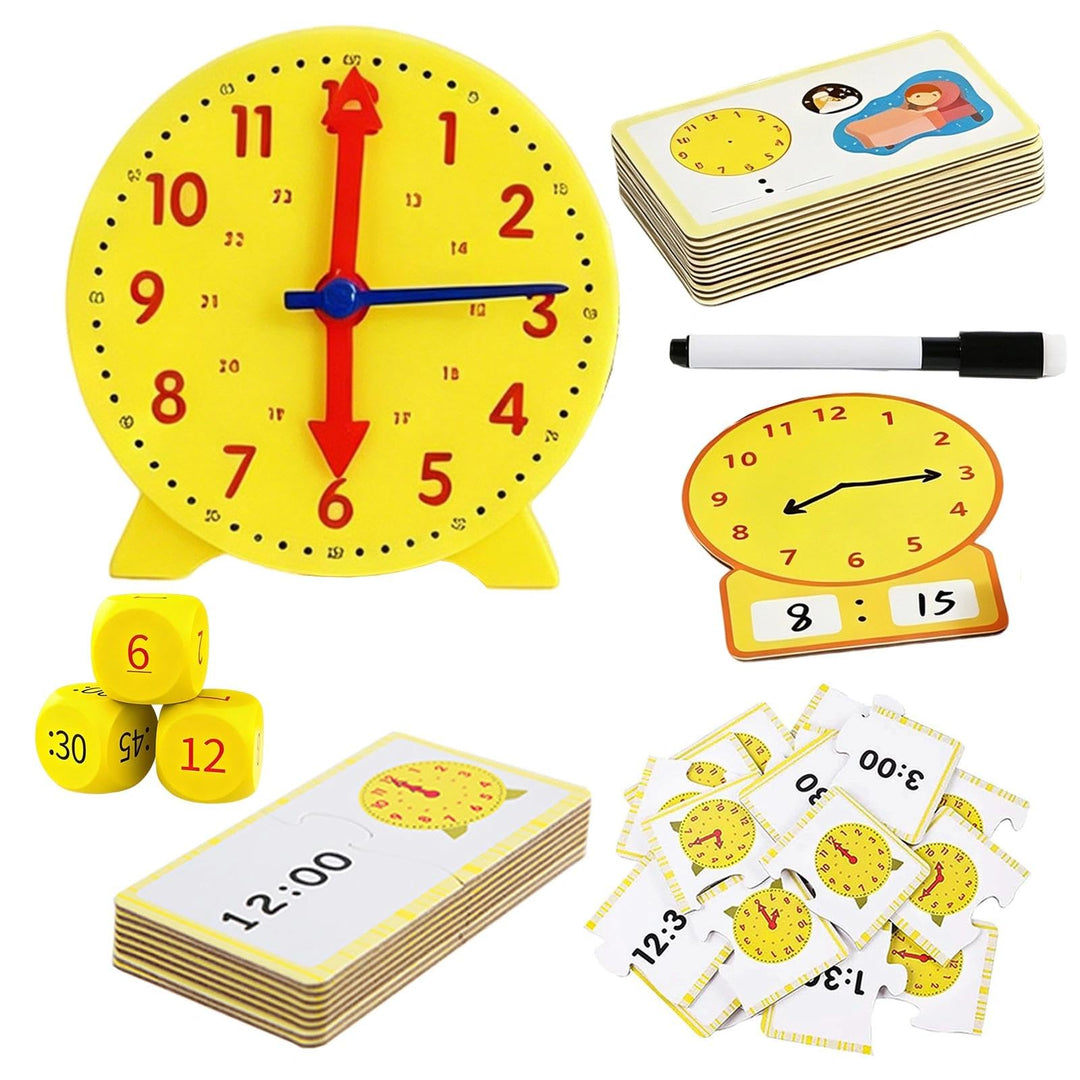 Lernuhr Kinder mit Abwischbare Schreibtafel und Kugelschreiber, B