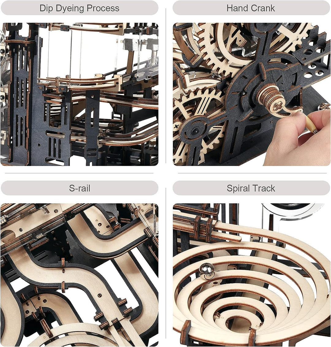 Robotime 3D Puzzle Holz Murmelbahn Trackball Modell Bausatz für Erwachsene Mechanische kugelbahn Hol