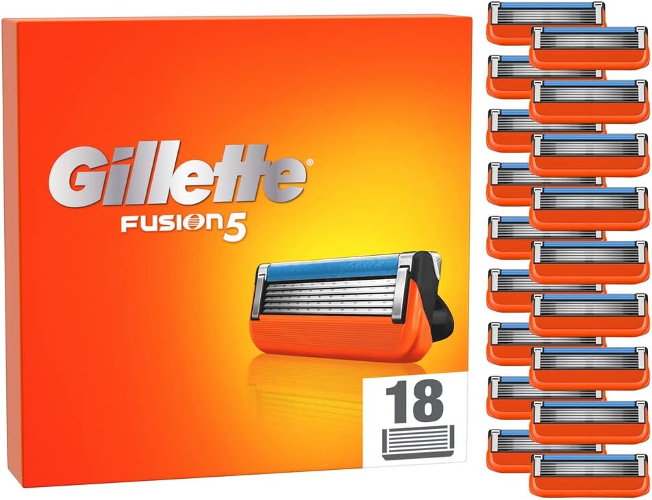 Gillette Fusion 5 Rasierklingen, 18 Ersatzklingen für Nassrasierer Herren mit 5-fach Klinge