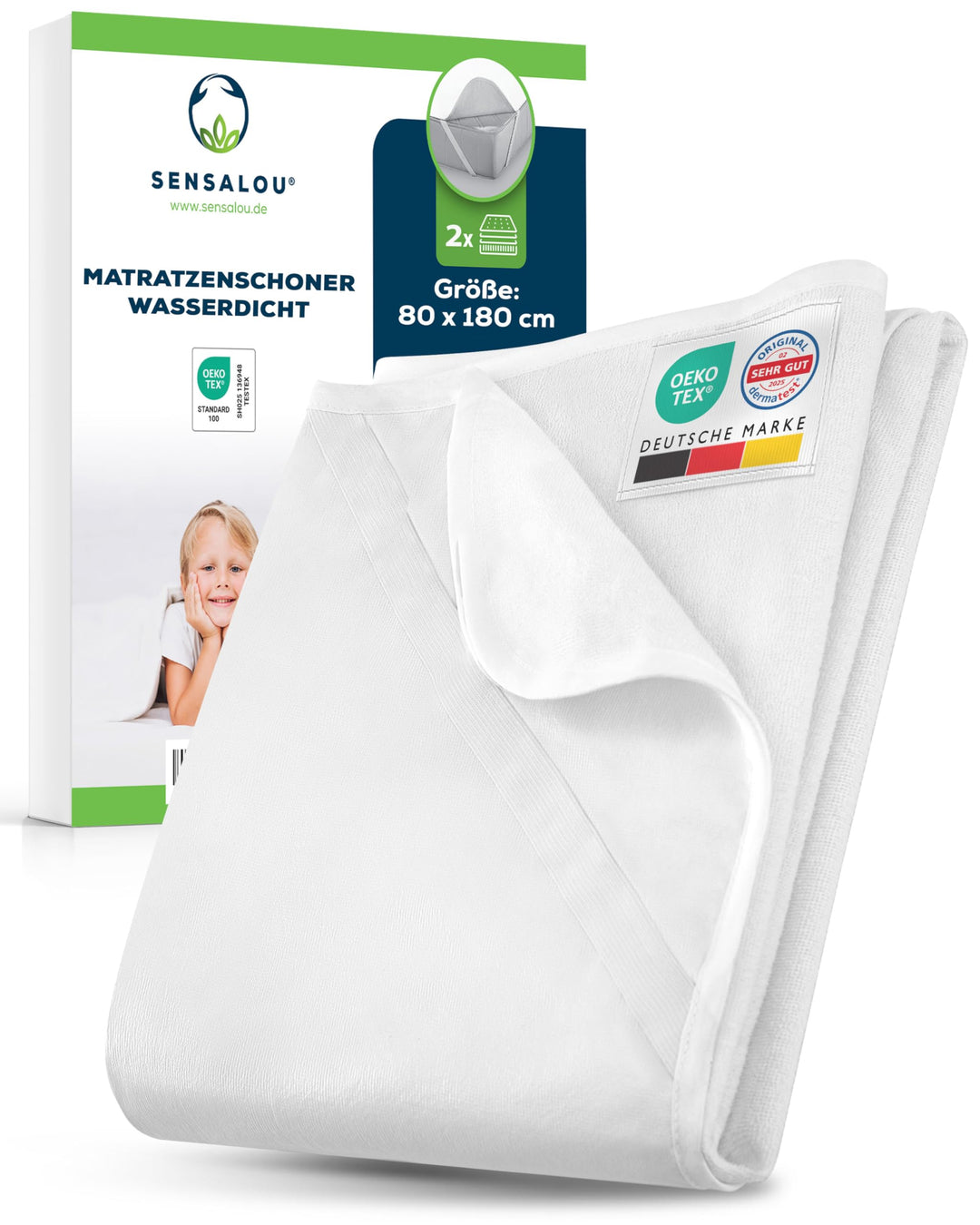 Sensalou wasserdichter Matratzenschoner 80 x 180 cm 2er Set – ideal für Camping, Wohnmobil & Gäste –