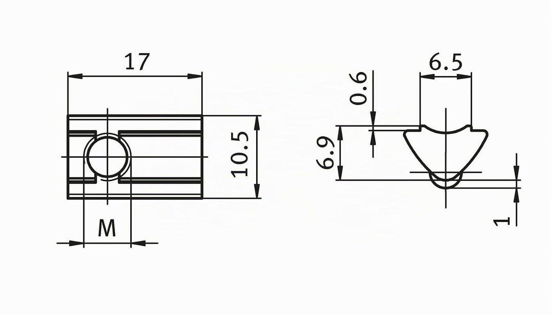 100x Nutenstein 6 St M6 Nut 6 - Typ I - M6 mit Steg, Federkugel, Stahl verzinkt