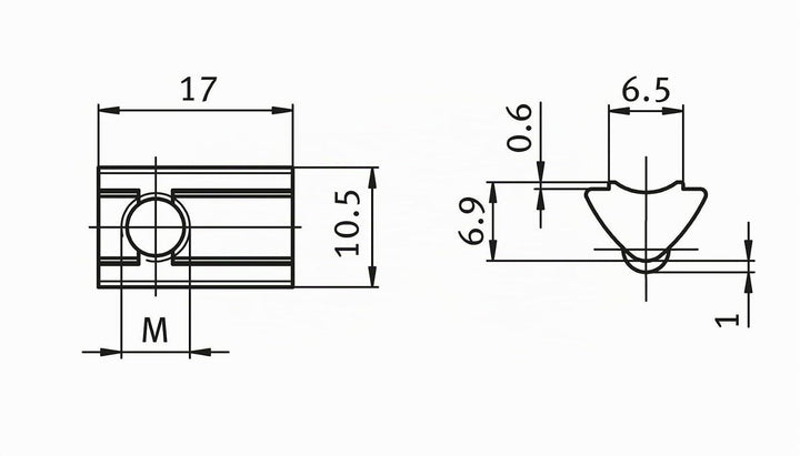 100x Nutenstein 6 St M6 Nut 6 - Typ I - M6 mit Steg, Federkugel, Stahl verzinkt