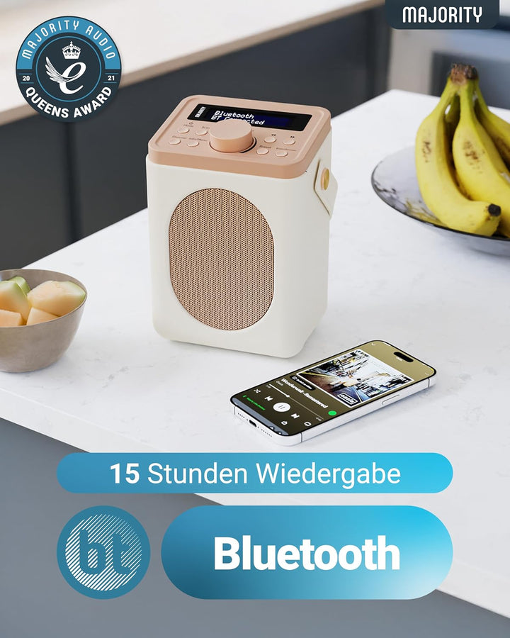 MAJORITY Little Shelford DAB Plus Radio | Küchenradio UKW mit Bluetooth | Radio Batteriebetrieben mi