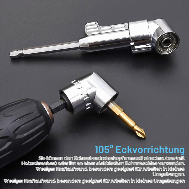 2pcs 105° Winkelaufsatz für Akkuschrauber Adapter, 3pcs 1/4 Sechskantschaft Verlängerungsstange, 1pc