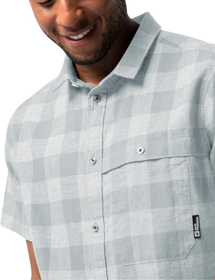 Jack Wolfskin Herren Highlands M Shirt Shortsleeve M Soft Blue Check, M Soft Blue Check