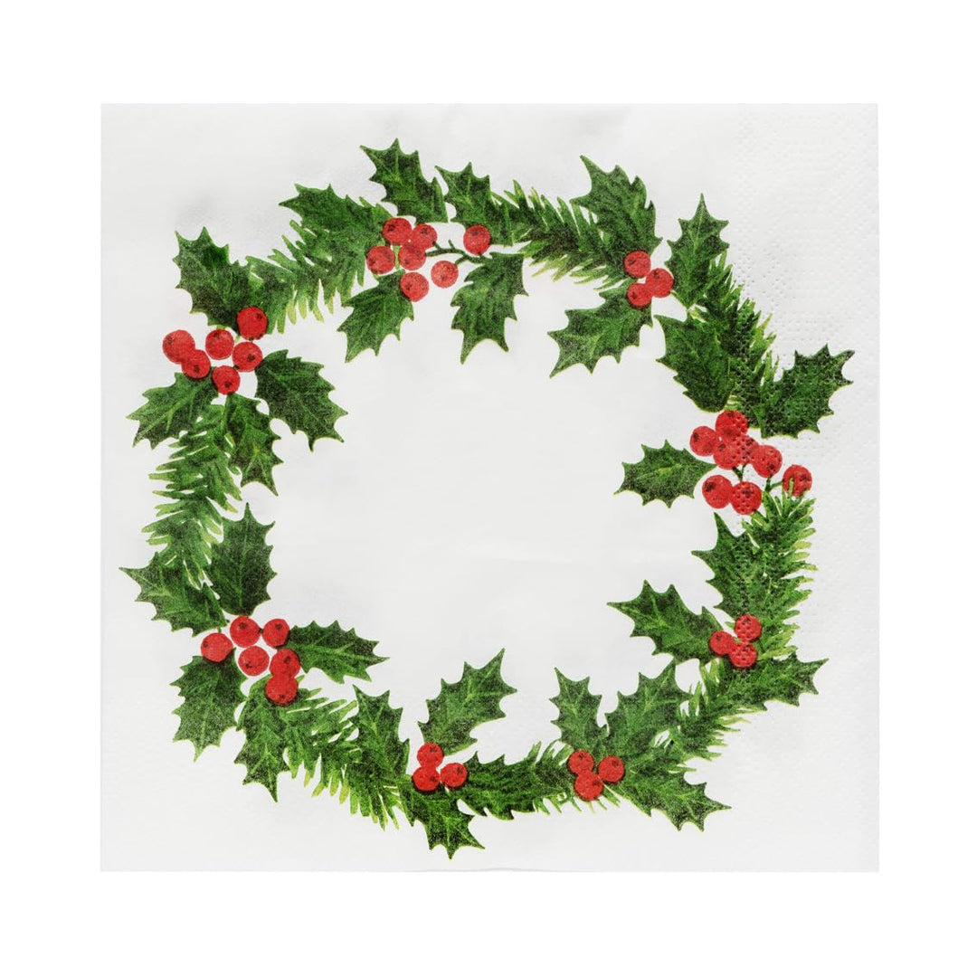 Talking Tables 20 XL Servietten Weihnachtspapier mit Stechpalmen-Design | Luxus-Einweg-Servietten |