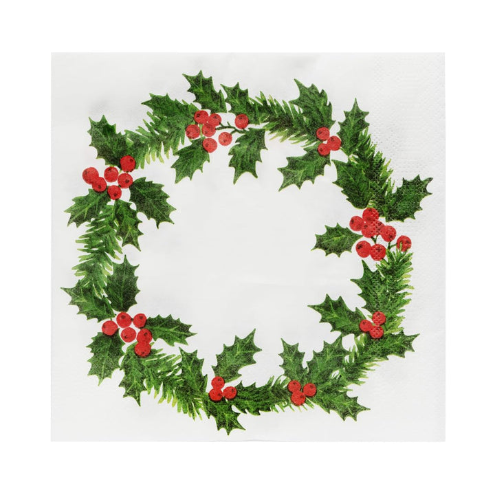 Talking Tables 20 XL Servietten Weihnachtspapier mit Stechpalmen-Design | Luxus-Einweg-Servietten |