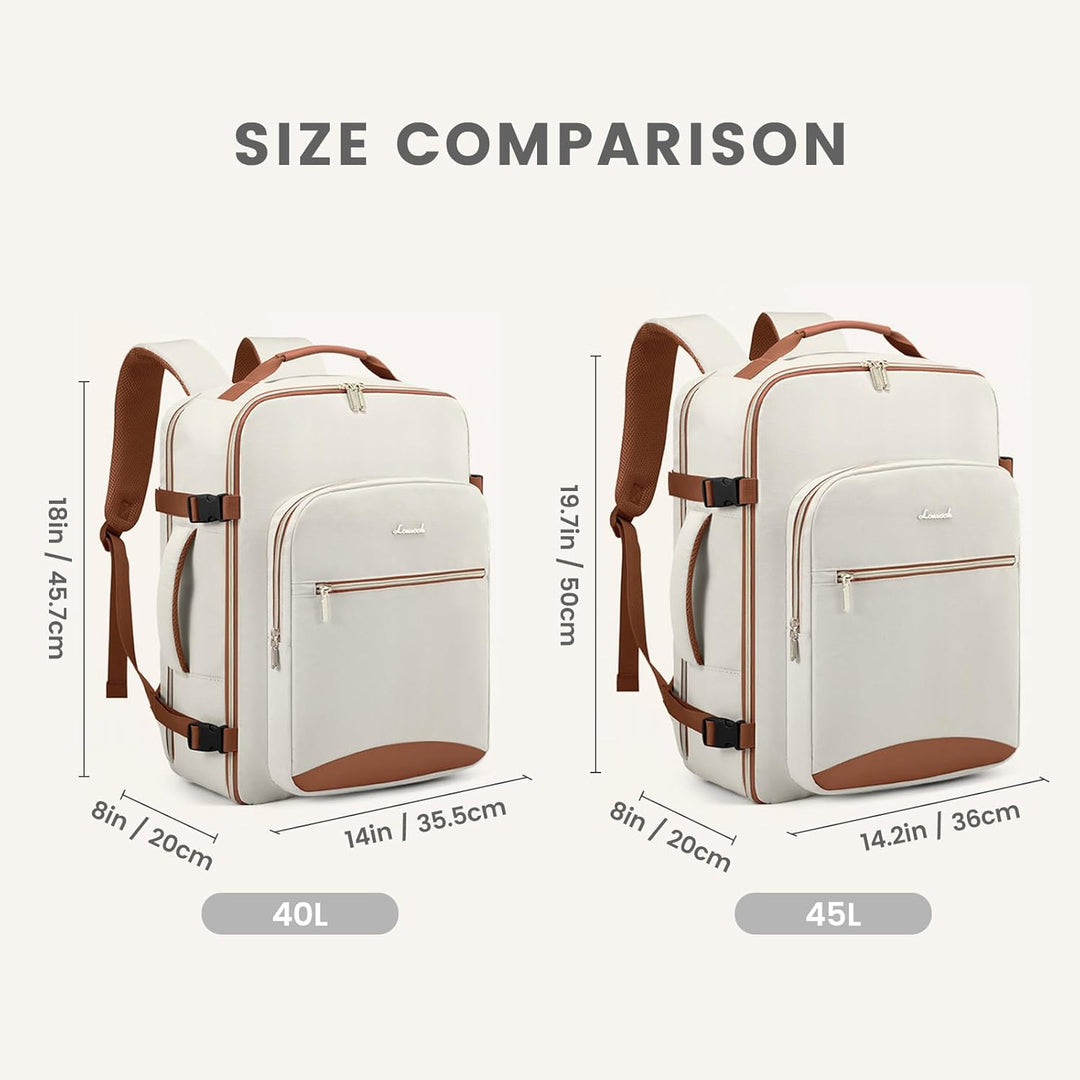 LOVEVOOK Handgepäck Rucksack, 40L Gross Reiserucksack Damen Flugzeug Koffer Travel Backpack, Wasserd