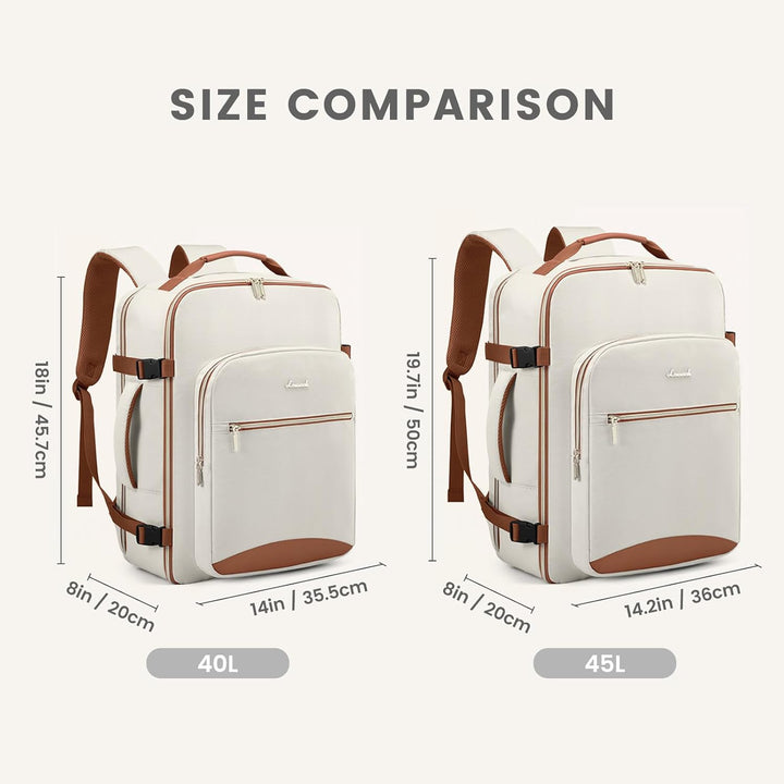 LOVEVOOK Handgepäck Rucksack, 40L Gross Reiserucksack Damen Flugzeug Koffer Travel Backpack, Wasserd