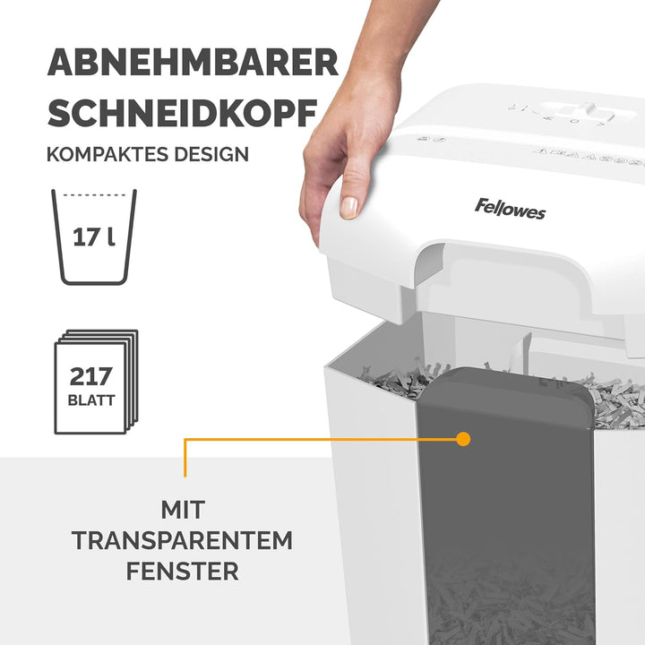 Fellowes Aktenvernichter 9 Blatt (P4), Papierschredder mit Partikelschnitt für Homeoffice, Powershre
