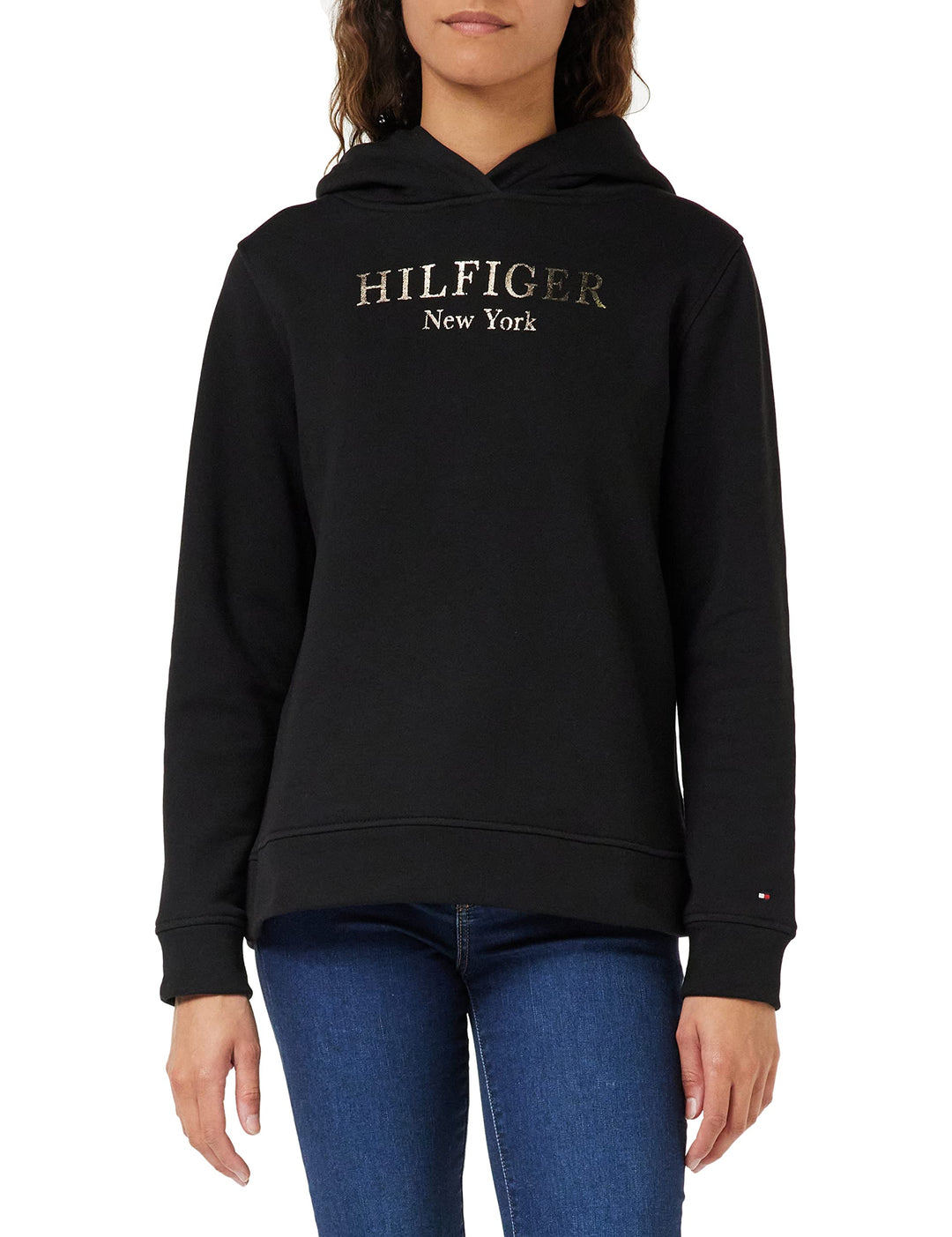 Tommy Hilfiger Damen Pullover-Kapuzenpulli, XS Schwarz (Black)