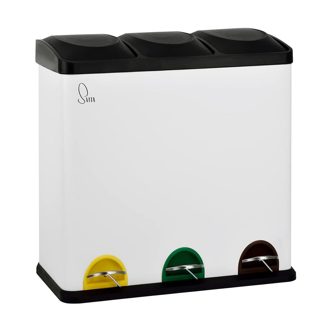 SVITA TC3X20 Treteimer 60 Liter 3x20L dreifach XXL Abfalleimer 3er-Mülleimer Mülltrennung Küchen-Eim