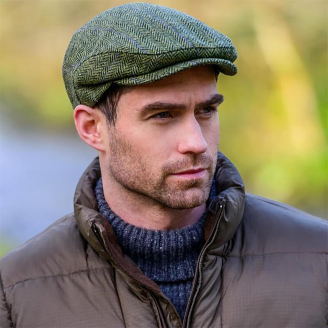 Mucros Weavers Irish Trinity Flat Cap für Herren Newsboy Hut XL Green Herringbone, XL Green Herringb