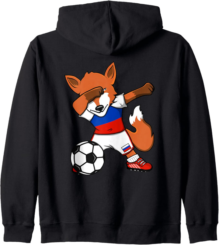 Dab Fuchs Fox Russland Fussball Mannschaft Russische Flagge Kapuzenjacke