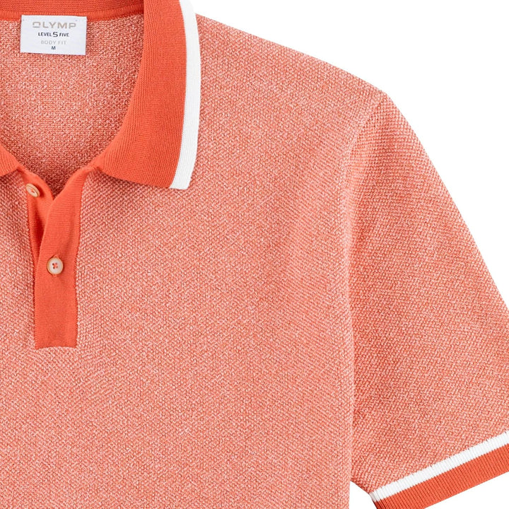 OLYMP Herren Polo-Shirt Kurzarm Level Five Strick,Uni,Body fit,Polo-Kragen M Rot 35, M Rot 35