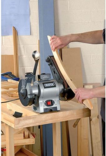 Draper 05096 150 mm 370 W 230 V Tischschleifmaschine mit Schleifband und Arbeitsleuchte