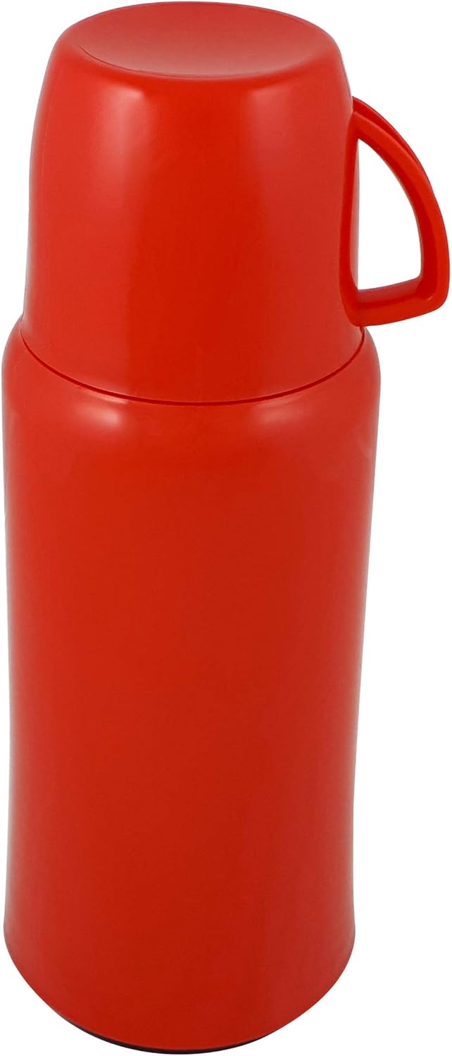 Helios Elegance Thermoskanne Rot 1,0 l – 6h Heiss - Hält Getränke heiss & kalt - Robustes Design - I