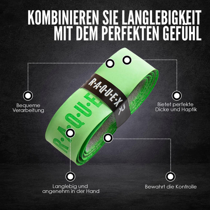 Raquex Ersatz-PU-Griffband 4er-Pack: Tennis, Squash, Badminton. Selbstklebendes Griffband für Schläg