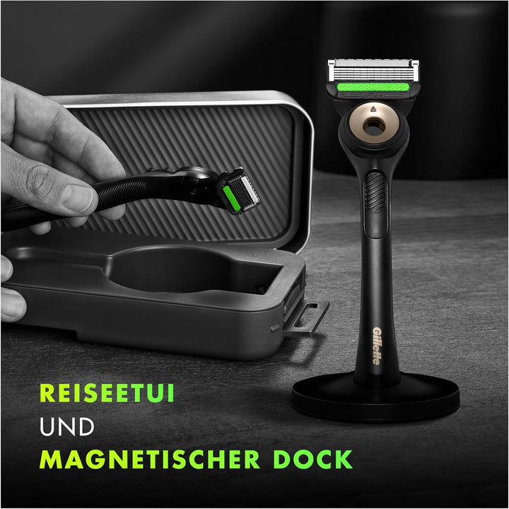 Gillette Labs Nassrasierer Herren, Rasierer mit Reinigungs-Element + Reise-Etui zur Aufbewahrung für