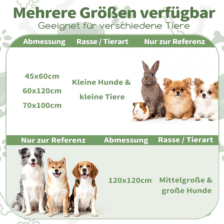 Welpenunterlagen Waschbar, 2 Stück 45x60cm Wiederverwendbare PIPI Matten Für Hunde, Super Saugfähig
