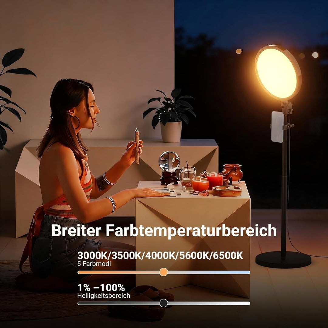 NEEWER BASICS 13" 45W Ringlicht mit 66" Ständer, 3000K-6500K CRI95+ grosses Vollbild LED Panel Licht