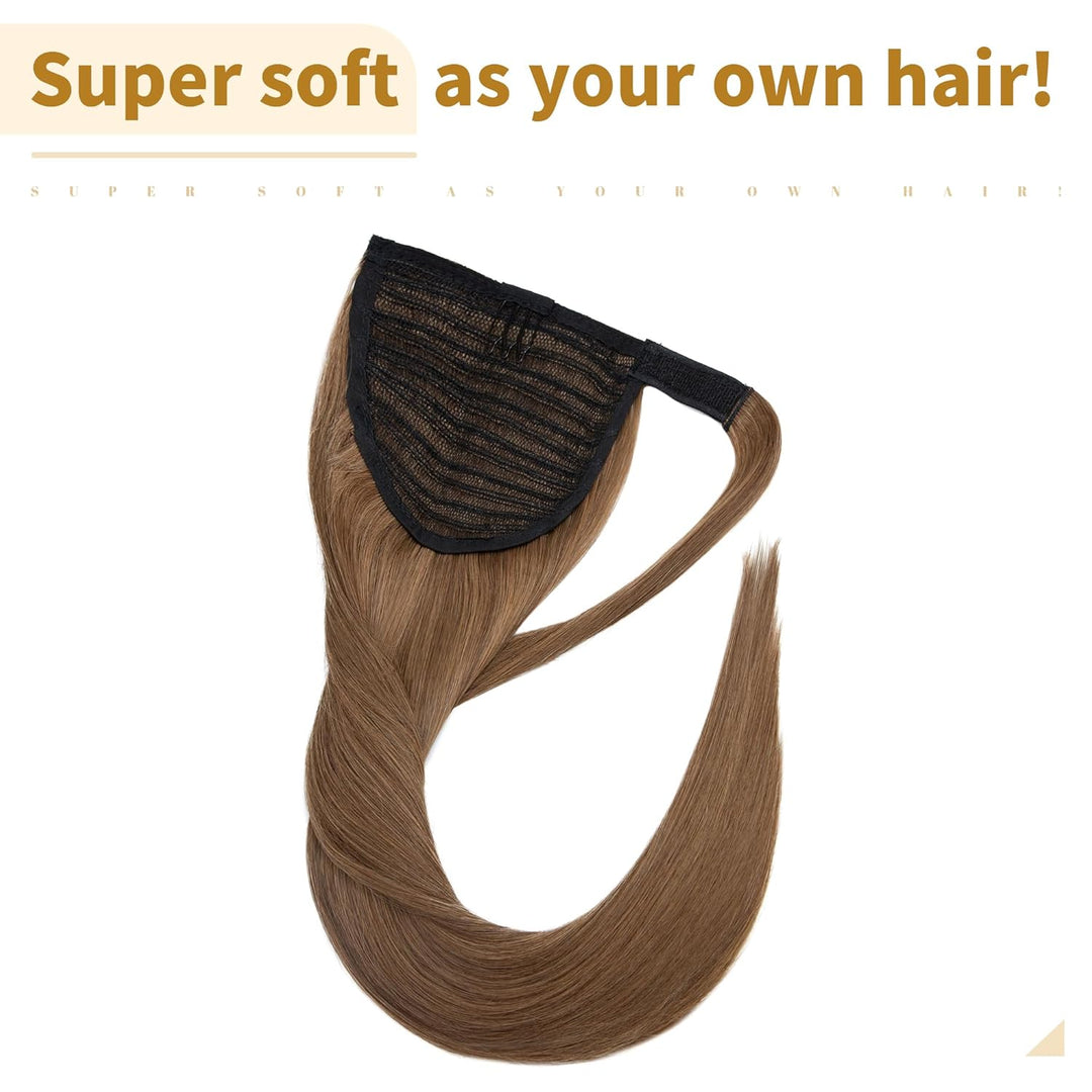 SEGO Ponytail Extension Echthaar Pferdeschwanz Zopf Haarteil Haarverlängerung Hair Piece Haar Hitzeb