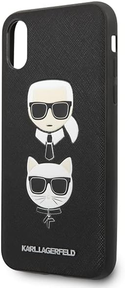 KARL LAGERFELD Saffiano Karl & Choupette Heads - iPhone XS/X Hülle (Schwarz)