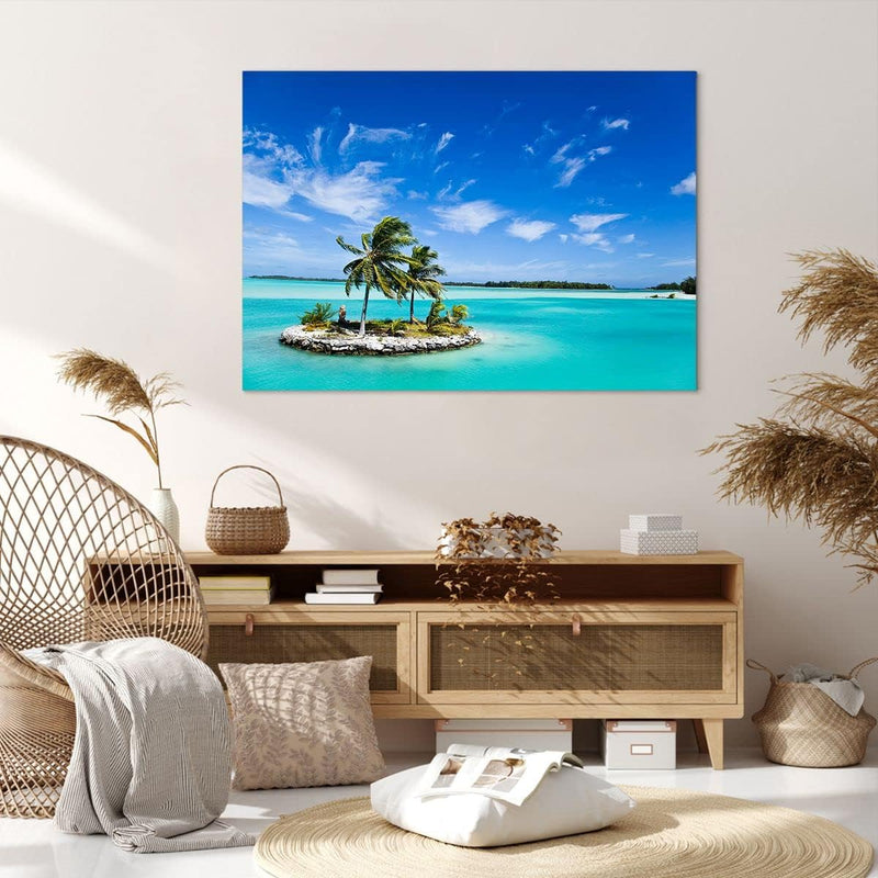 Bilder auf Leinwand 100x70cm Leinwandbild Tahiti Insel Bora entspannend Gross Wanddeko Bild Schlafzi