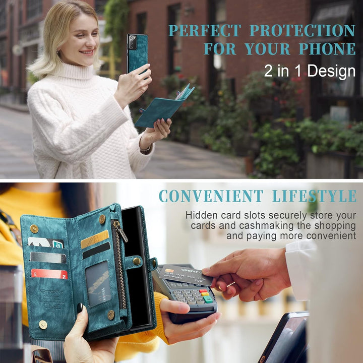 UFinetech 2-in-1 Luxus Samsung Galaxy Note 20 Hülle Case Tasche Magnetische Gute Flip Kartenfach Ket