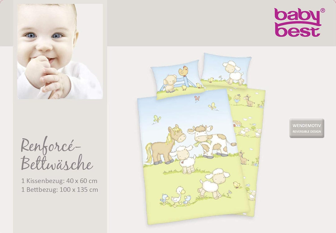 Herding Baby Best Kleinkinder-Bettwäsche-Set, Jana Bauernhof Tiere Wendemotiv, Bettbezug 100 x 135 c